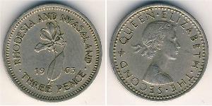 1 Threepence Rodesia (1965 - 1979) Níquel/Cobre Isabel II (1926-2022)