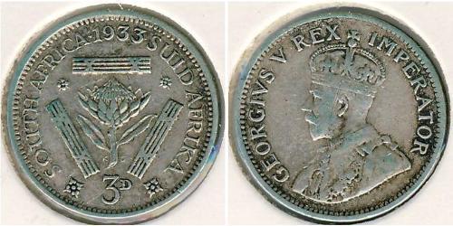 1 Threepence Sudáfrica (1910 - ) Plata Jorge V (1865-1936)