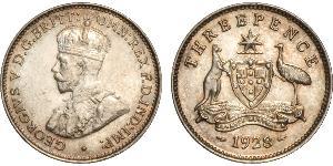 1 Threepence Australien (1788 - 1939) Silber George V (1865-1936)