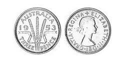 1 Threepence Australien (1939 - ) Silber Elizabeth II (1926-2022)
