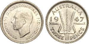 1 Threepence Australien (1939 - ) Silber Georg VI (1895-1952)