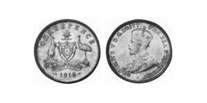 1 Threepence 澳大利亚 銀 乔治五世  (1865-1936)