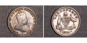 1 Threepence 澳大利亚 銀 爱德华七世 (1841-1910)