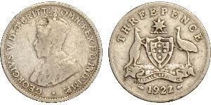 1 Threepence 澳大利亚 銀 乔治五世  (1865-1936)