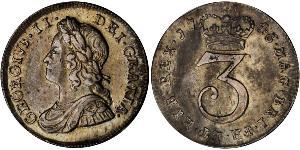 1 Threepence / 3 Penny Regno Unito di Gran Bretagna (1707-1801) Argento Giorgio II (1683-1760)