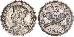 1 Threepence / 3 Penny New Zealand Silver George V of the United Kingdom (1865-1936)