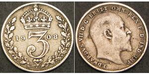 1 Threepence / 3 Penny 大不列颠及爱尔兰联合王国 (1801 - 1922) 銀 爱德华七世 (1841-1910)