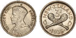 1 Threepence / 3 Пені Нова Зеландія Срібло Георг V (1865-1936)