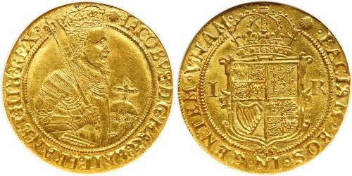 1 Unite Königreich England (927-1649,1660-1707) Gold Jakob I (1566-1625)