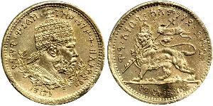 1 Werk Ethiopia (1270 - ) Gold Menelik II of Ethiopia ( 1844 -1913)