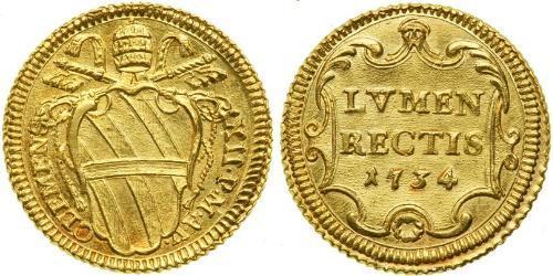 1 Zecchino Kirchenstaat (752-1870) Gold Clemens XII (1652 - 1740)