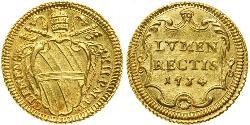 1 Zecchino Estados Pontificios (752-1870) Oro Clemente XII (1652 - 1740)