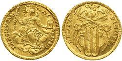 1 Zecchino Estados Pontificios (752-1870) Oro Benedicto XIV (1675- 1758)