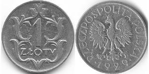 1 Zloty Zweite Polnische Republik (1918 - 1939) Kupfer/Nickel 