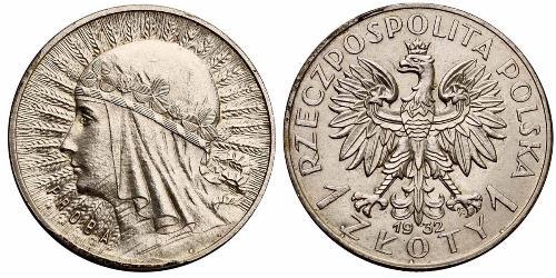 1 Zloty Segunda República Polaca (1918 - 1939) Plata 