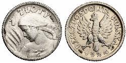 1 Zloty Segunda República Polaca (1918 - 1939) Plata 