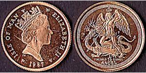 1 Ангел Остров Мэн Золото Елизавета II (1926-2022)