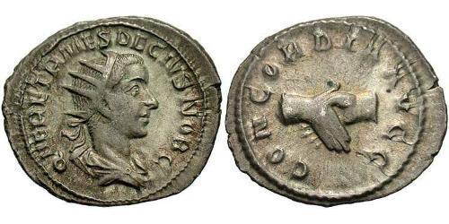 1 Антониниан Римская империя (27BC-395) Бронза Геренний Этруск (227-251)