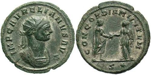 1 Антониниан Римская империя (27BC-395) Серебро/Медь Аврелиан (215-275)
