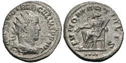 1 Антонініан Римська імперія (27BC-395) Срібло Требоніан Галл (206-253)