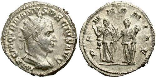 1 Антонініан Римська імперія (27BC-395) Срібло Децій Траян (201-251)