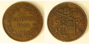 1 Байокко Папская область (752-1870) Медь 