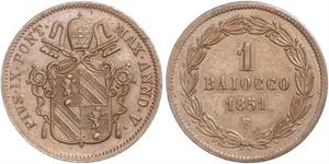 1 Байокко Папська держава (752-1870) Мідь 