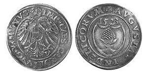 1 Батцен Аугсбург (1276 - 1803) Серебро Карл V император Св. Римской империи  (1500-1558)
