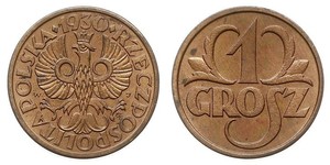 1 Грош Польская Республика (1918 - 1939) Медь 