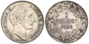 1 Гульден Королевство Бавария (1806 - 1918) Серебро Максимилиан II (король Баварии)(1811 - 1864)