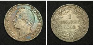 1 Гульден Королевство Вюртемберг (1806-1918) Серебро Вильгельм I (король Вюртемберга)
