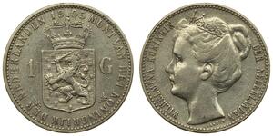 1 Гульден Королевство Нидерланды (1815 - ) Серебро Вильгельмина(1880 - 1962)