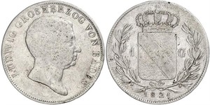 1 Гульден Велике герцогство Баден (1806-1918) Срібло Louis I, Grand Duke of Baden (1763 - 1830)