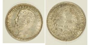 1 Гульден Велике герцогство Баден (1806-1918) Срібло Frederick I, Grand Duke of Baden (1826 - 1907)