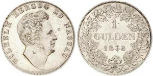 1 Гульден Герцогство Нассау (1806 - 1866) Срібло Вільгельм (герцог Нассау)