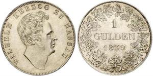 1 Гульден Герцогство Нассау (1806 - 1866) Срібло Вільгельм (герцог Нассау)