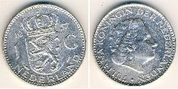 1 Гульден Королівство Нідерланди (1815 - ) Срібло Юлиана ,королева Нидерландов (1909 – 2004) / Вільгельміна (королева Нідерландів)(1880 - 1962)