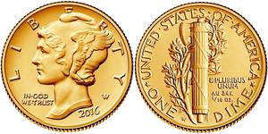 1 Дайм США (1776 - ) Золото 