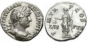 1 Денарий Римская империя (27BC-395) Серебро Адриан (76 - 138) 