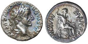 1 Денарий Римская империя (27BC-395) Серебро Тиберий Клавдий Нерон (42 BC-37)