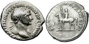 1 Денарий Римская империя (27BC-395) Серебро Траян (53-117)