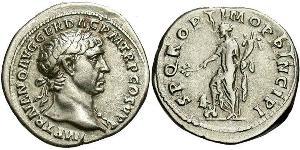 1 Денарий Римская империя (27BC-395) Серебро Траян (53-117)