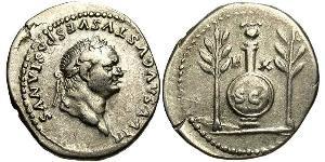 1 Денарий Римская империя (27BC-395) Серебро Веспасиан (9-79)