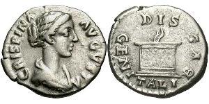 1 Денарий Римская империя (27BC-395) Серебро Брутия Криспина (164-187)