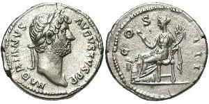 1 Денарий Римская империя (27BC-395) Серебро Адриан (76 - 138) 