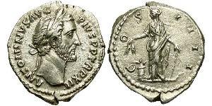 1 Денарий Римская империя (27BC-395) Серебро Антонин Пий  (86-161)