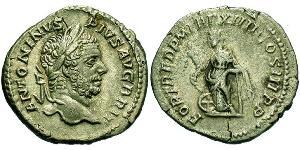 1 Денарий Римская империя (27BC-395) Серебро Каракалла (188-217)