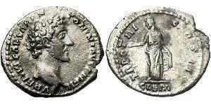 1 Денарий Римская империя (27BC-395) Серебро Марк Аврелий (121-180)