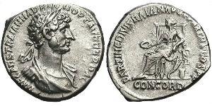 1 Денарий Римская империя (27BC-395) Серебро Адриан (76 - 138) 