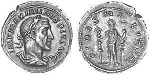 1 Денарий Римская империя (27BC-395) Серебро Максимин I (173-238)